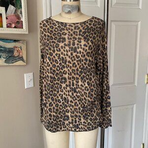 ZARA Leopard print Cotton Knit Crew neck slouchy Tunic Shirt *SMALL*